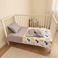 Yuar Baby 4-piece Bedding Set Grey Dino ახალშობილის საწოლის თეთრეული