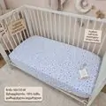 Yuar Baby Fitted Bedsheet 60x120x20cm Blue Flowers - ახალშობილის საწოლის ზეწარი