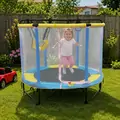 Metal & Plastic Trampoline 140 cm Blue With Swing And Ring  - ბატუტი საქანელით