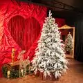 Angel Glow Christmas Tree 210 CM With Pine Cones And Lights, PE + PVC Snow-Covered ნაძვის ხე სილიკონის შერეული ტოტებით, გირჩით და განათებით