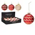 Glass Ball Hanging Decoration Stripes Glitter - მინის ბურთის ჩამოსაკიდი დეკორაცია ზოლებით და ბრჭყვიალებით