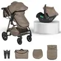 Moni Baby Stroller Lara 3in1 Beige - საბავშვო ტრანსფორმერი ეტლი