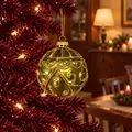Green & Gold Christmas Bauble Hanging Decoration - ნაძვის ხის სათამაშო
