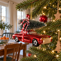 Vintage Car With Christmas Tree Hanging Decoration - ნაძვის ხის სათამაშო
