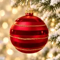 Red Ball With Velvet Hanging Decoration - ნაძვის ხის სათამაშო