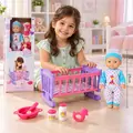 Cute Baby Doll With Crib And Accessory - სათამაშო თოჯინა საწოლით და აქსესუარებით