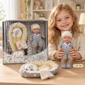 Newborn doll with cradle, quilt and pillow საბავშვო სათამაშო თოჯინა
