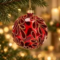 Ruby Gilded Leaves Hanging Decoration - ნაძვის ხის სათამაშო