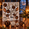 Cocoa & Silver Elegance Hanging Decoration Set - ნაძვის ხის სათამაშოების ნაკრები