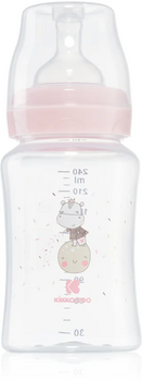 Kikkaboo PP Feeding Bottle 240ml Hippo Dreams Pink - ახალშობილის ბოთლი
