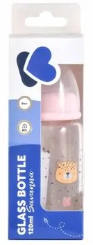 Kikkaboo Glass Feeding Bottle 120ml Savanna Pink- ახალშობილის ბოთლი, 3 image