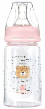 Kikkaboo Glass Feeding Bottle 120ml Savanna Pink- ახალშობილის ბოთლი, 2 image