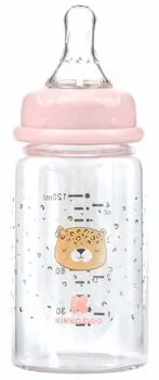 Kikkaboo Glass Feeding Bottle 120ml Savanna Pink- ახალშობილის ბოთლი