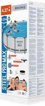 Bestway  Round Pool Set with Filter Pump and ladder - კარკასული აუზი კარტრიჯული ფილტრით, კიბით და ტენტით, 4 image