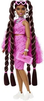 Barbie Extra Baby Pink in Nostalgic Dress MTL-HHN06 ბარბის თოჯინა მანქანით და ძაღლით, 3 image