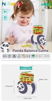 Wooden Panda Balance Set-ხის ბალანსის სათამაშო ნაკრები ბავშვებისთვის – პანდა, 7 image