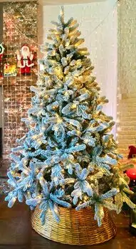Christmas Tree With Lights 210 CM PE + PVC Snow-Covered - ნაძვის ხე, დათოვლილი, შერეული სილიკონის წიწვებით და განათებით