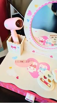 Wooden Dresser Set With Accsesoriess  - ხის საბავშვო ტრილიაჟი აქსესუარებით, 4 image