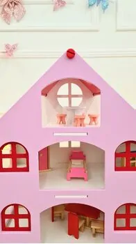 Wooden Doll House For Kids - თოჯინის სახლი ავეჯით, 3 image