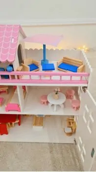 Wooden Doll House For Kids - თოჯინის სახლი ავეჯით, 4 image