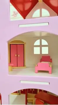 Wooden Doll House For Kids - თოჯინის სახლი ავეჯით, 5 image