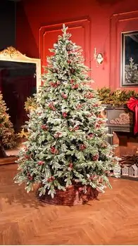 Christmas Tree With Mixed Silicone Needle, Pine Cones And Berries PE+PVC 210 CM - ნაძვის ხე შერეული სილიკონის წიწვებით, გირჩით და კენკრით, 2 image