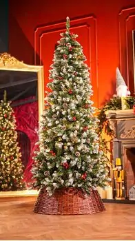 Christmas Tree With Pine Cones, Berries And Lights 210 CM - ნაძვის ხე გირჩით, კენკრით და განათებით, 2 image