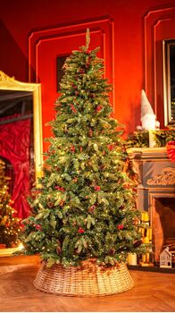 Christmas Tree With Mixed Silicone Needles, Lights, Pine Cones And Berries PE+PVC 210 CM  - ნაძვის ხე შერეული სილიკონის წიწვებით განათებით,გირჩით და კენკრით, 2 image