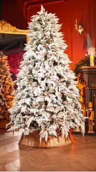 Snow-Covered Christmas Tree With Mixed Silicone Needle And Pine Cones PE+PVC 210 CM - დათოვლილი ნაძვის ხე შერეული სილიკონის წიწვებით და გირჩით, 2 image