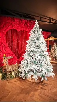 Christmas Tree With Berries PE + PVC 210 CM Snow-Covered - დათოვლილი ნაძვის ხე შერეული სილიკონის წიწვებით და კენკრით, 6 image