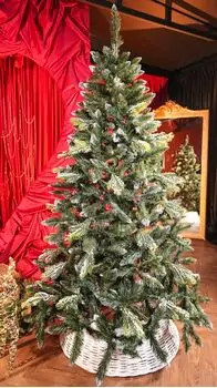 Diamant Green Christmas Tree With Mixed Silicone Needle And Red Viburnum Berries PE+ PVC 200CM - ნაძვის ხე შერეული სილიკონის წიწვებით და კენკრით, 3 image