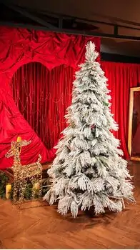Snow-Covered Christmas Tree With Pine Cones 210 CM ნაძვის ხე დათოვლილი, შერეული სილიკონის ტოტებით და გირჩით, 2 image