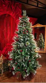 Christmas Tree With Snow-Covered Branches And Berries 180 CM ნაძვის ხე დათოვლილი ბოლოებით და კენკრით (OT2077), 4 image