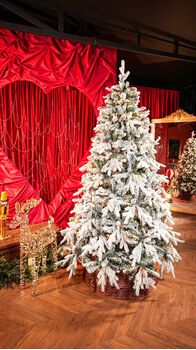 Christmas Tree 210 CM With Pine Cones And Lights, PE + PVC Snow-Covered ნაძვის ხე სილიკონის შერეული ტოტებით, გირჩით და განათებით, 2 image