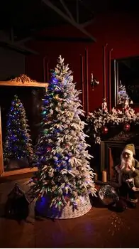 Snowcrest Christmas Tree  210 CM With Colorful Lights - დათოვლილი ნაძვის ხე ფერადი განათებით და შერეული სილიკონის წიწვით, 4 image