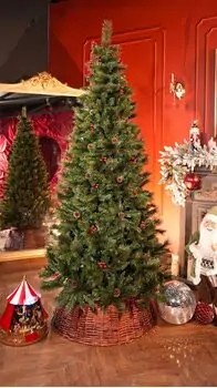 Winter Pearl Christmas Tree 210 CM With Pine Cones And Berries - ნაძვის ხე გირჩით და კენკრით, 2 image