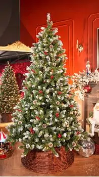 Frosted Haven Christmas Tree  210 CM With Light, Snow-Covered Branches, Pine Cones And Berries - ნაძვის ხე განათებით დათოვლილი ბოლოებით, გირჩით და კენკრით, 2 image