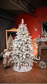 Celestine Snow-Covred Christmas Tree PE+PVC 210 CM With Mixed Silicone Needle And Lights - დათოვლილი ნაძვის ხე შერეული სილიკონის წიწვებით და განათებით, 2 image