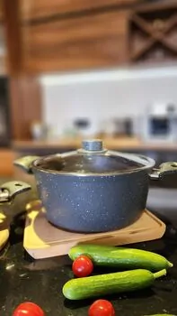 Cookware Pots and Pans Set Grey გრანიტის ქვაბების კომპლექტი, 3 image