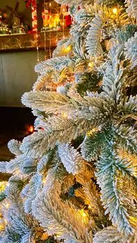 Christmas Tree With Lights 240 CM PE + PVC Snow-Covered - ნაძვის ხე, დათოვლილი, შერეული სილიკონის წიწვებით და განათებით, 4 image