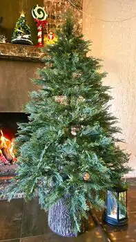 Christmas Tree 180 CM With Simulated Stump Pot PE - ნაძვის ხე ხის მორის ვიზუალის ქოთნით, 100% სილიკონი, 9 image