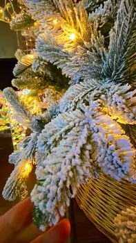 Christmas Tree With Lights 210 CM PE + PVC Snow-Covered - ნაძვის ხე, დათოვლილი, შერეული სილიკონის წიწვებით და განათებით, 9 image