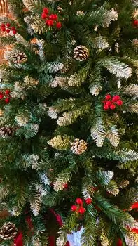 Christmas Tree 180 CM With Snow-Covered Branches, Pine Cones And Berries - ნაძვის ხე დათოვლილი ბოლოებით, გირჩით და კენკრით, 5 image
