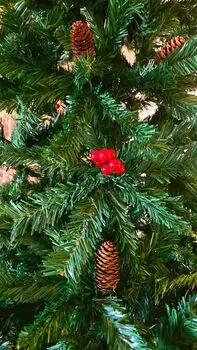 Christmas Tree 180 CM With Pine Cones And Berries - საახალწლო ნაძვის ხე გირჩით და კენკრით, 7 image