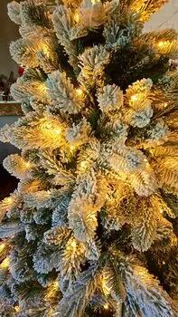 Christmas Tree With Lights 210 CM PE + PVC Snow-Covered - ნაძვის ხე, დათოვლილი, შერეული სილიკონის წიწვებით და განათებით, 3 image
