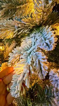 Christmas Tree With Lights 210 CM PE + PVC Snow-Covered - ნაძვის ხე, დათოვლილი, შერეული სილიკონის წიწვებით და განათებით, 10 image