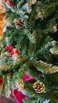 Christmas Tree 240 CM With Snow-Covered Branches, Pine Cones And Berries - ნაძვის ხე დათოვლილი ბოლოებით, გირჩით და კენკრით, 9 image