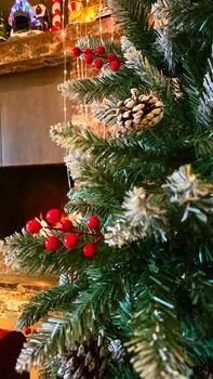 Christmas Tree 180 CM With Snow-Covered Branches, Pine Cones And Berries - ნაძვის ხე დათოვლილი ბოლოებით, გირჩით და კენკრით, 6 image