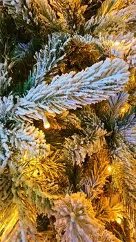 Christmas Tree With Lights 210 CM PE + PVC Snow-Covered - ნაძვის ხე, დათოვლილი, შერეული სილიკონის წიწვებით და განათებით, 6 image