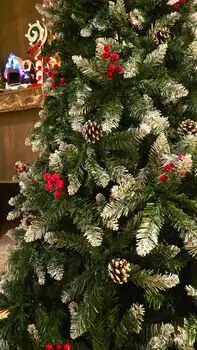Christmas Tree  210 CM With Snow-Covered Branches, Pine Cones And Berries - ნაძვის ხე დათოვლილი ბოლოებით, გირჩით და კენკრით, 3 image